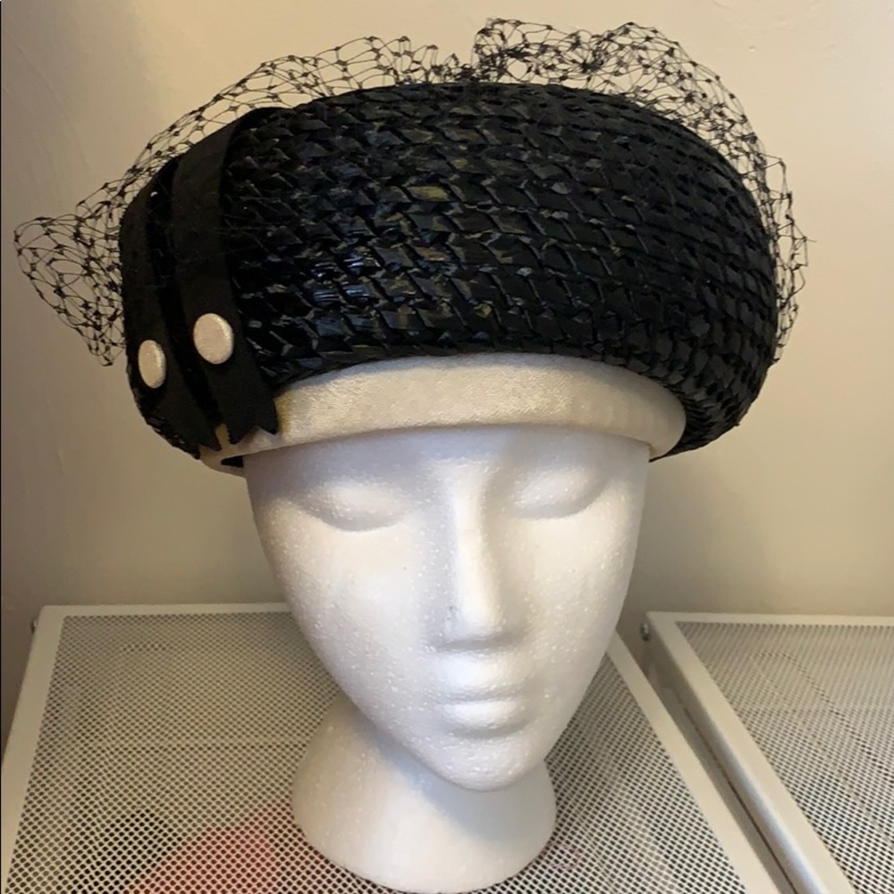 Authentic Black Vintage PillBox Hat